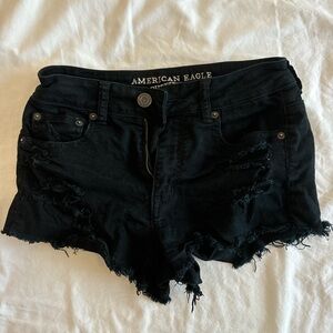 American eagle ripped black jean shorts